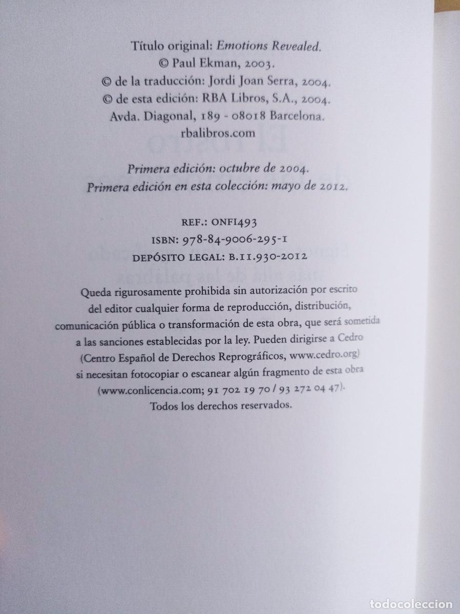Libros: EL ROSTRO DE LAS EMOCIONES PAUL EKMAN - Foto 6
