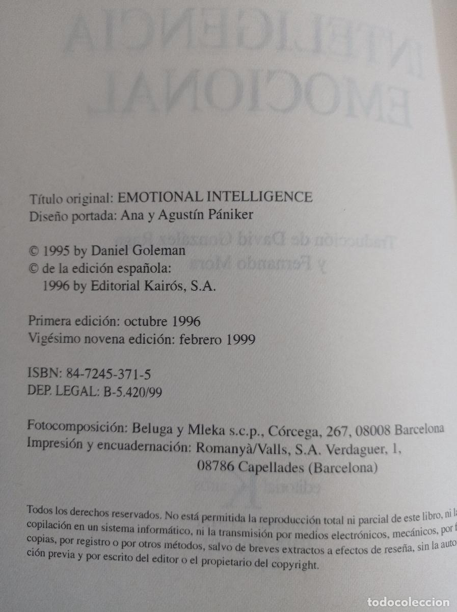 Libros: INTELIGENCIA EMOCIONAL DANIEL GOLEMAN - Foto 3