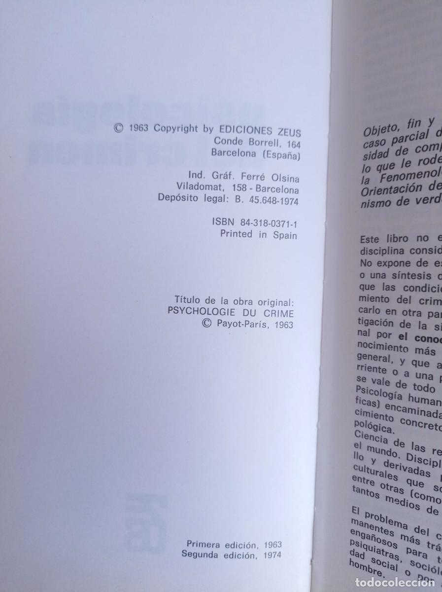 Libros: PSICOLOGIA DEL CRIMEN. A. HESNARD - Foto 3