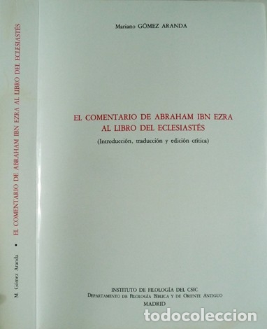 Libros: El Comentario de Abraham Ibn Ezra al Libro del Eclesiast&eacute;s. 1994. - Foto 1