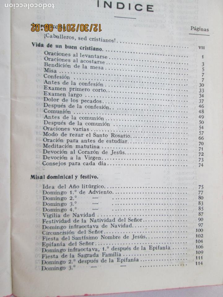 Libros: EL CABALLERO CRISTIANO - P. REMIGIO VILARIÑO - EL MENSAJERO DEL CORAZÓN DE JESÚS - 1944. - Foto 3 - 189625240