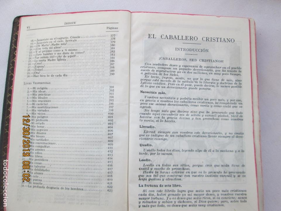 Libros: EL CABALLERO CRISTIANO - P. REMIGIO VILARIÑO - EL MENSAJERO DEL CORAZÓN DE JESÚS - 1944. - Foto 5 - 189625240