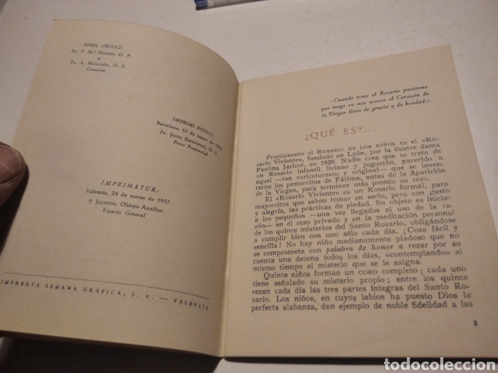 Libros: Librito ROSARIO DE LOS NI&Ntilde;OS 1954 - Foto 3
