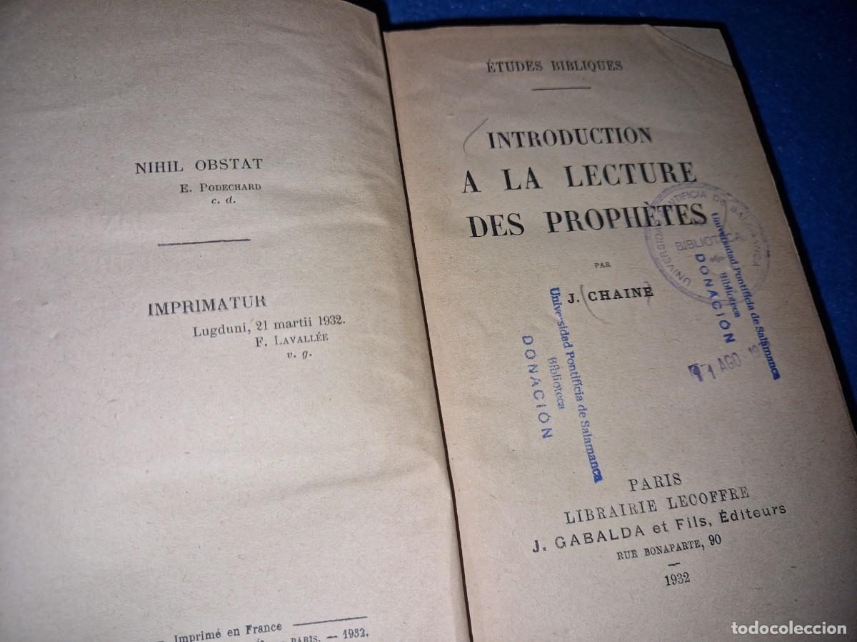Libros: INTRODUCTION A LA LECTURE DES PROPHETES. CHAINE - Foto 2