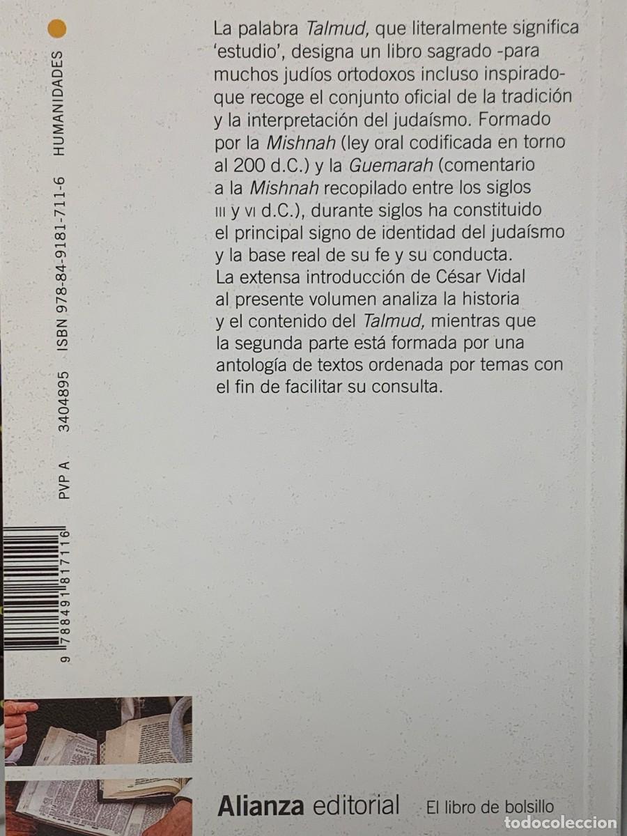 Libros: EL TALMUD - CESAR VIDAL - ALIANZA EDITORIAL - Foto 2