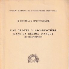 Libros de segunda mano: UNE GROTTE A ESCARGOTIERE DANS LA REGION D'ARUDY (CSIC 1952) SIN USAR