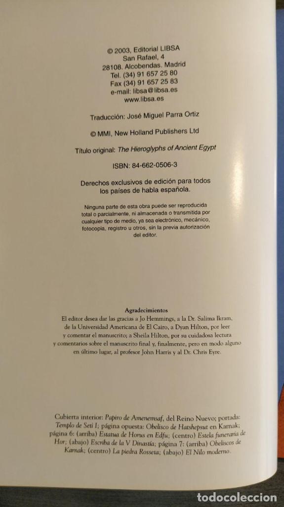 Libros de segunda mano: LOS JEROGLIFICOS DEL ANTIGUO EGIPTO. AIDAN DODSON. LIBSA - Foto 8