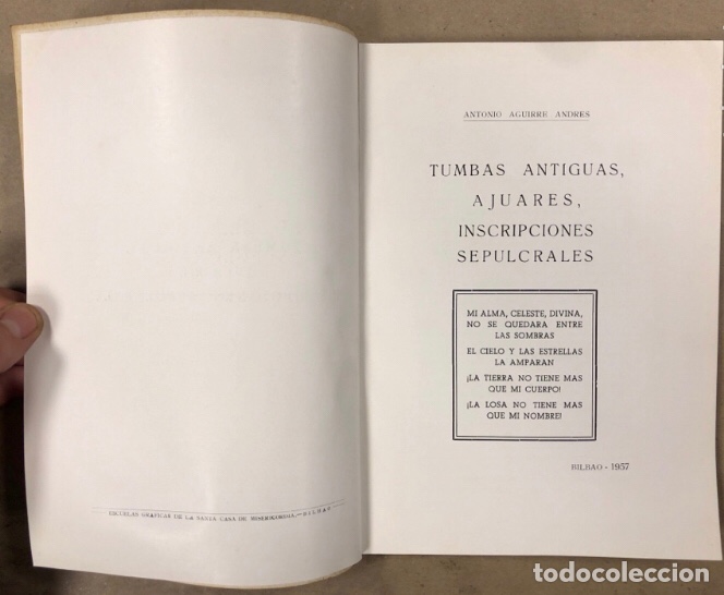 Libros de segunda mano: TUMBAS ANTIGUAS, AJUARES, INSCRIPCIONES SEPULCRALES. ANTONIO AGUIRRE ANDRÉS. 1957 (1ª EDICIÓN). - Foto 2 - 209169156