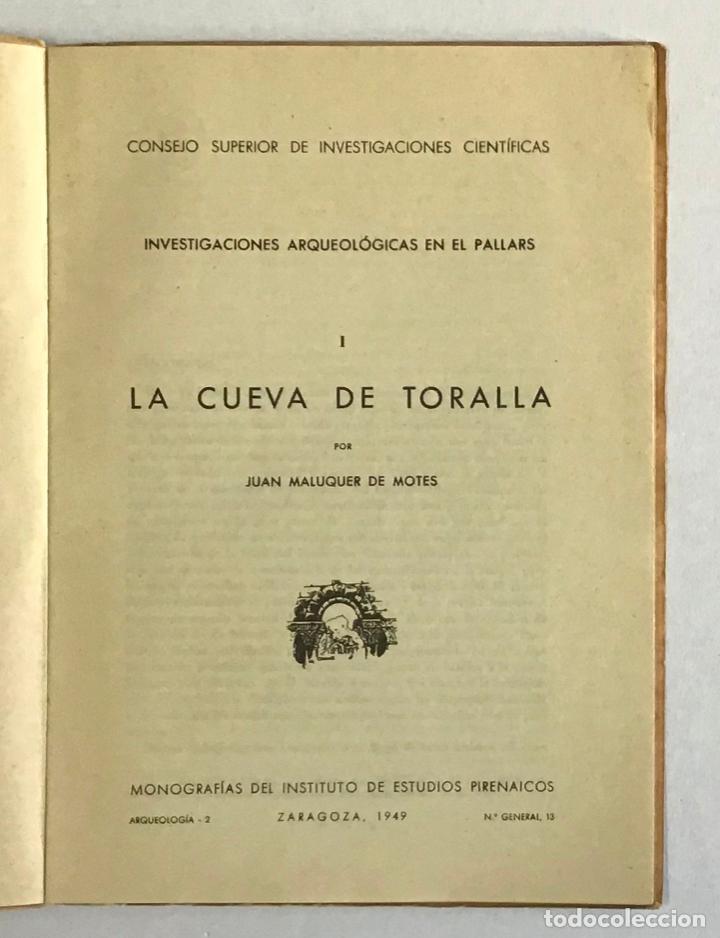 Libros de segunda mano: LA CUEVA DE TORALLA. - MALUQUER DE MOTES, Juan. - Foto 2
