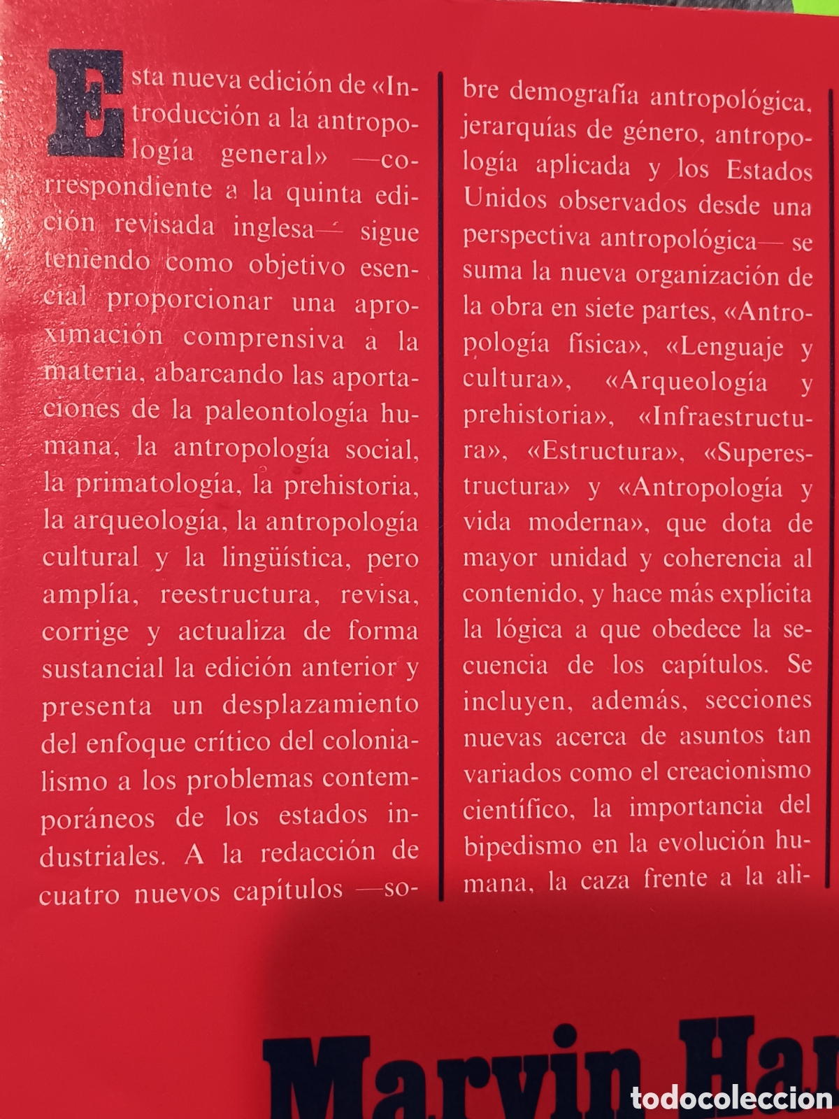 Libros de segunda mano: M. Harris. Introducci&oacute;n a la antropolog&iacute;a general - Foto 2