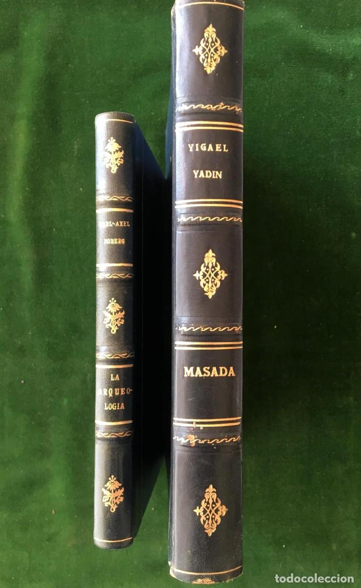 Libros de segunda mano: Lote de 2 libros sobre arqueolog&iacute;a encuadernados en piel