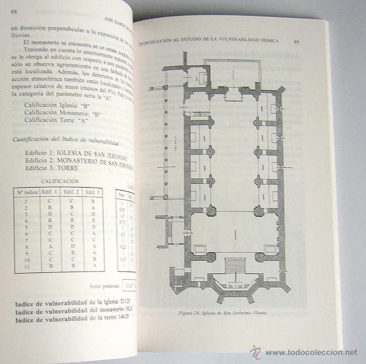 Libros de segunda mano: INTRODUCCION AL ESTUDIO DE LA VULNERABILIDAD SISMICA DE LOS EDIFICIOS HISTOTICOS DE GRANADA - ARANGO - Foto 3