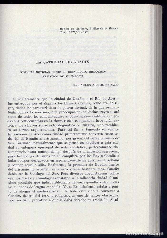 Second hand books: ASENJO, C. La Catedral de Guadix. Algunas norticias sobre el desarrollo hist&oacute;rico-art&iacute;stico... 1962.