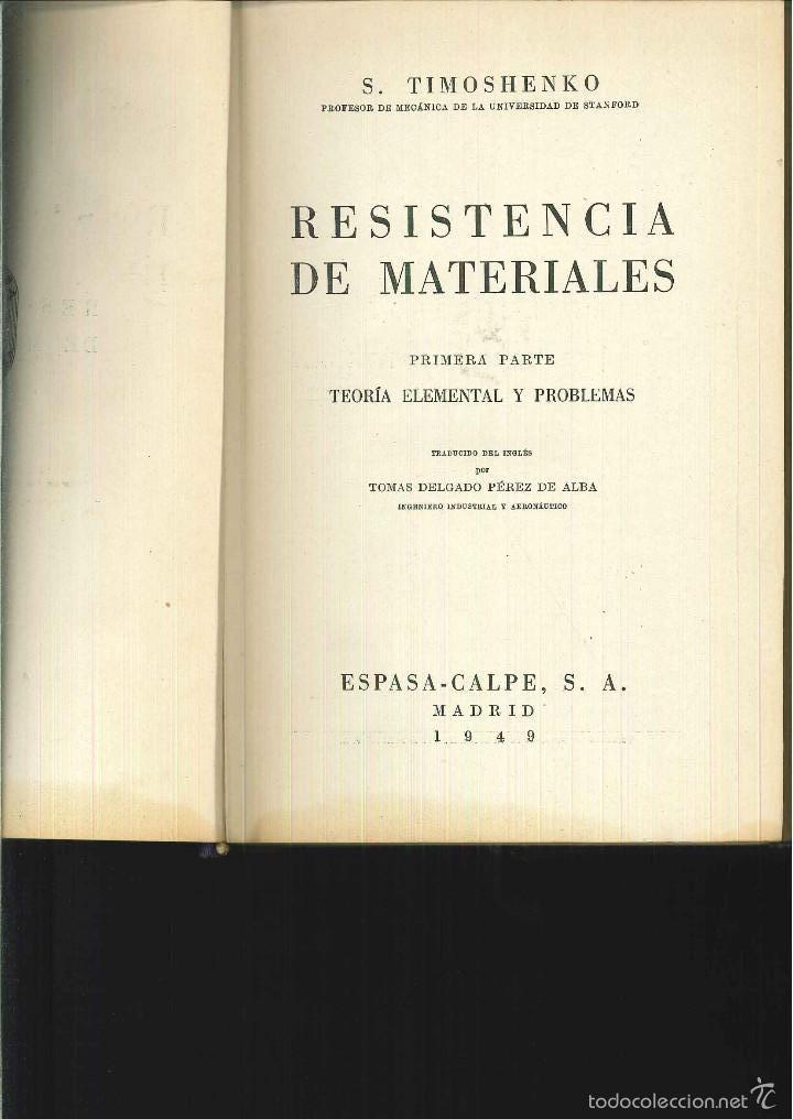 Libros de segunda mano: RESISTENCIA DE MATERIALES. S. Timoshenko - Foto 1
