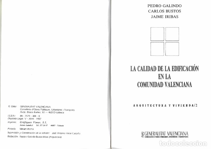 Libros de segunda mano: LA CALIDAD DE LA EDIFICACION EN LA COMUNIDAD VALENCIANA - Foto 2
