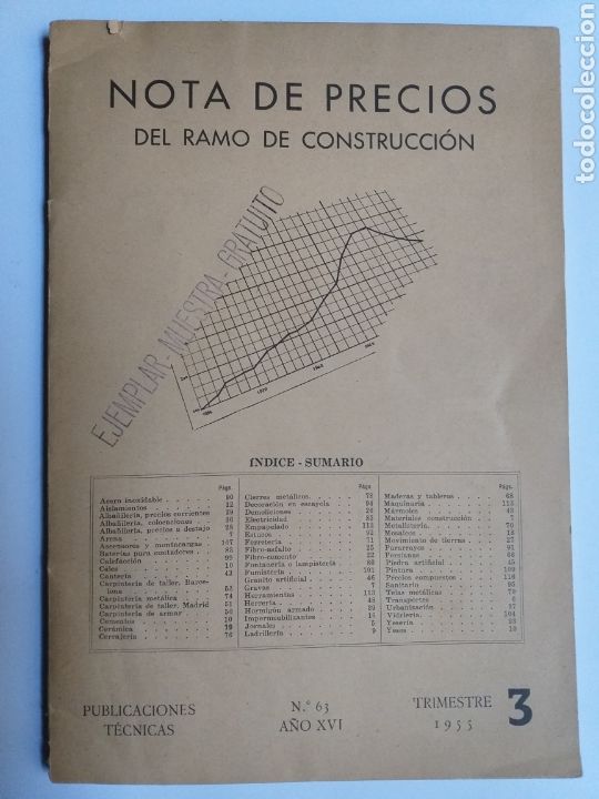 Second hand books: Nota de precios del ramo de construcci&oacute;n 1955 . Arquitecto arquitectura