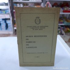 Libros de segunda mano: MUROS RESISTENTES DE FABRICAS DE LADRILLOS. Lote 260433240