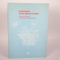 Libros de segunda mano: LIBRO LA MANZANA COMO IDEA DE CIUDAD ELEMENTOS TEÓRICOS Y PROPUESTAS PARA BARCELONA - 2C EDICIONES. Lote 380817164
