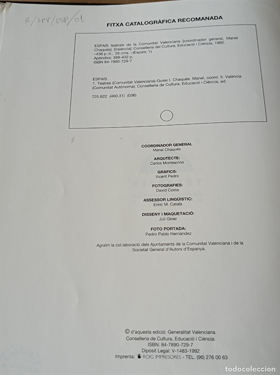 Libros de segunda mano: LIBRO ESPAIS TEATRALS A LA COMUNITAT VALENCIANA - Foto 15