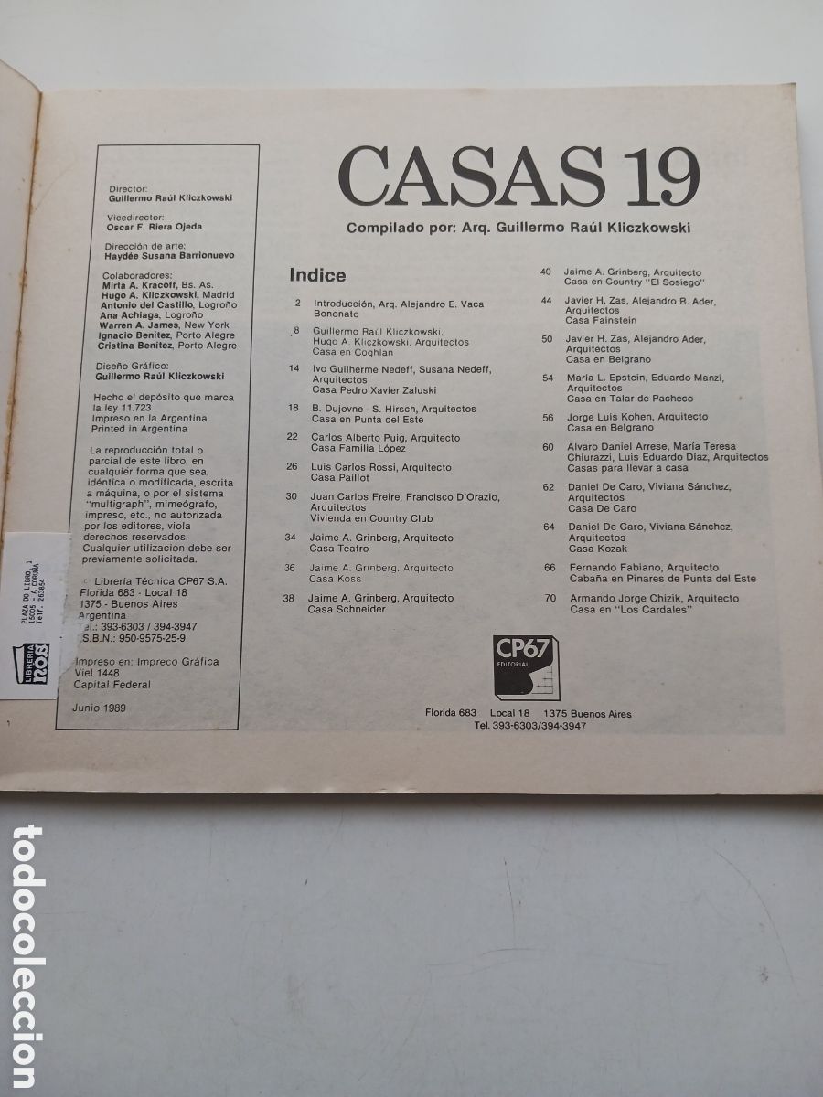 Libros de segunda mano: Casas 19, junio 1989 - Foto 2