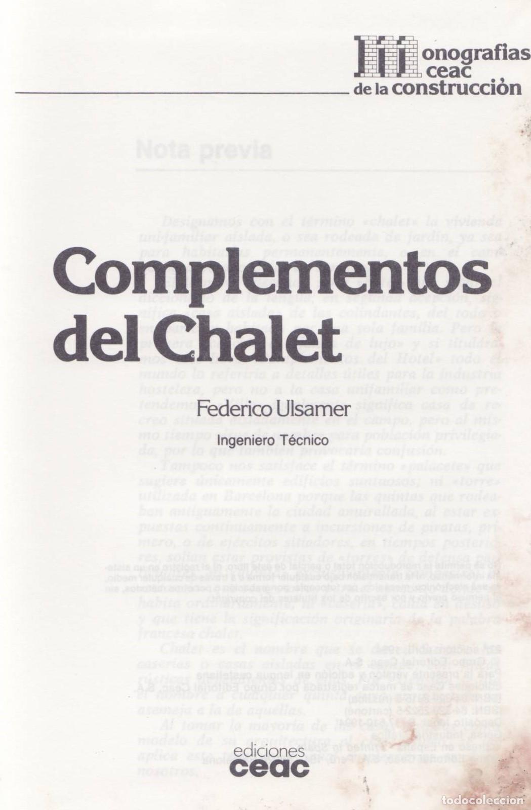 Libros de segunda mano: Complementos del chalet (22) - Ulsamer, Federico - Foto 1