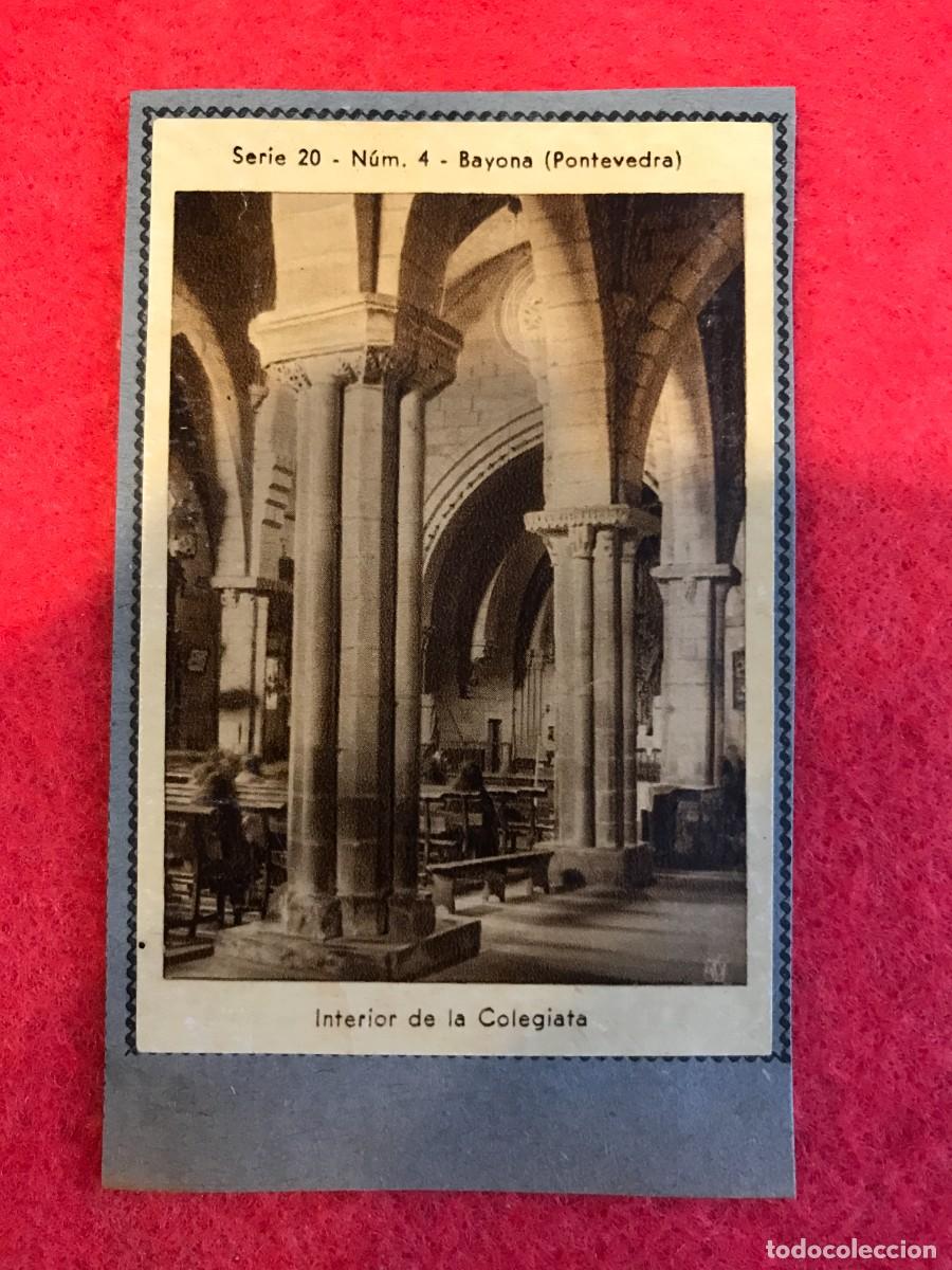 Second hand books: CROMO DE ESTAMPAS DE GALICIA (KSADO) SERIE 20, N&ordm; 4. BAYONA. PEGADO AL CART&Oacute;N ORIGINAL. 9x6cm