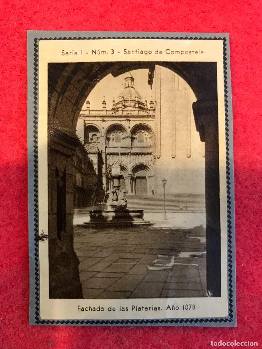 Libros de segunda mano: CROMO DE ESTAMPAS DE GALICIA (KSADO) SERIE 1, N&ordm; 3. SANTIAGO. PEGADO AL CART&Oacute;N ORIGINAL. 9x6cm