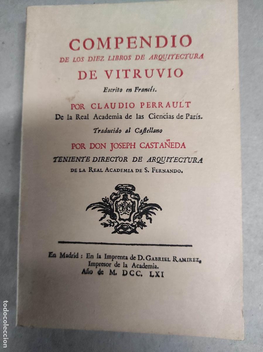 Libros de segunda mano: Compendio de los diez libos de Arquitectura de Vitrubio. Facsimil. - Foto 1