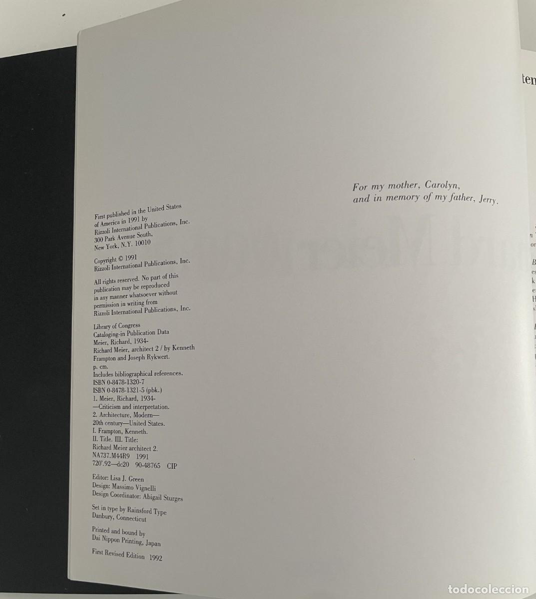 Libros de segunda mano: RICHARD MEIER, Rizzoli, 1992 - Foto 2