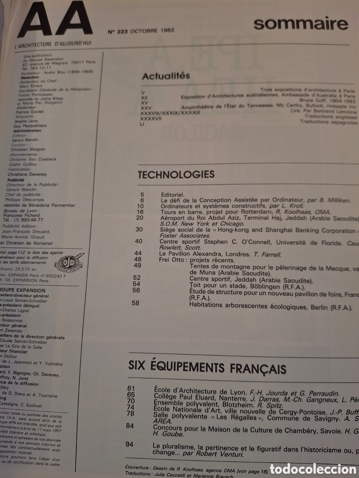 Libros de segunda mano: LARCHITECTURE DAUJOURDHUI, N&deg; 223, TECHNOLOGIES, 1982 - Foto 2
