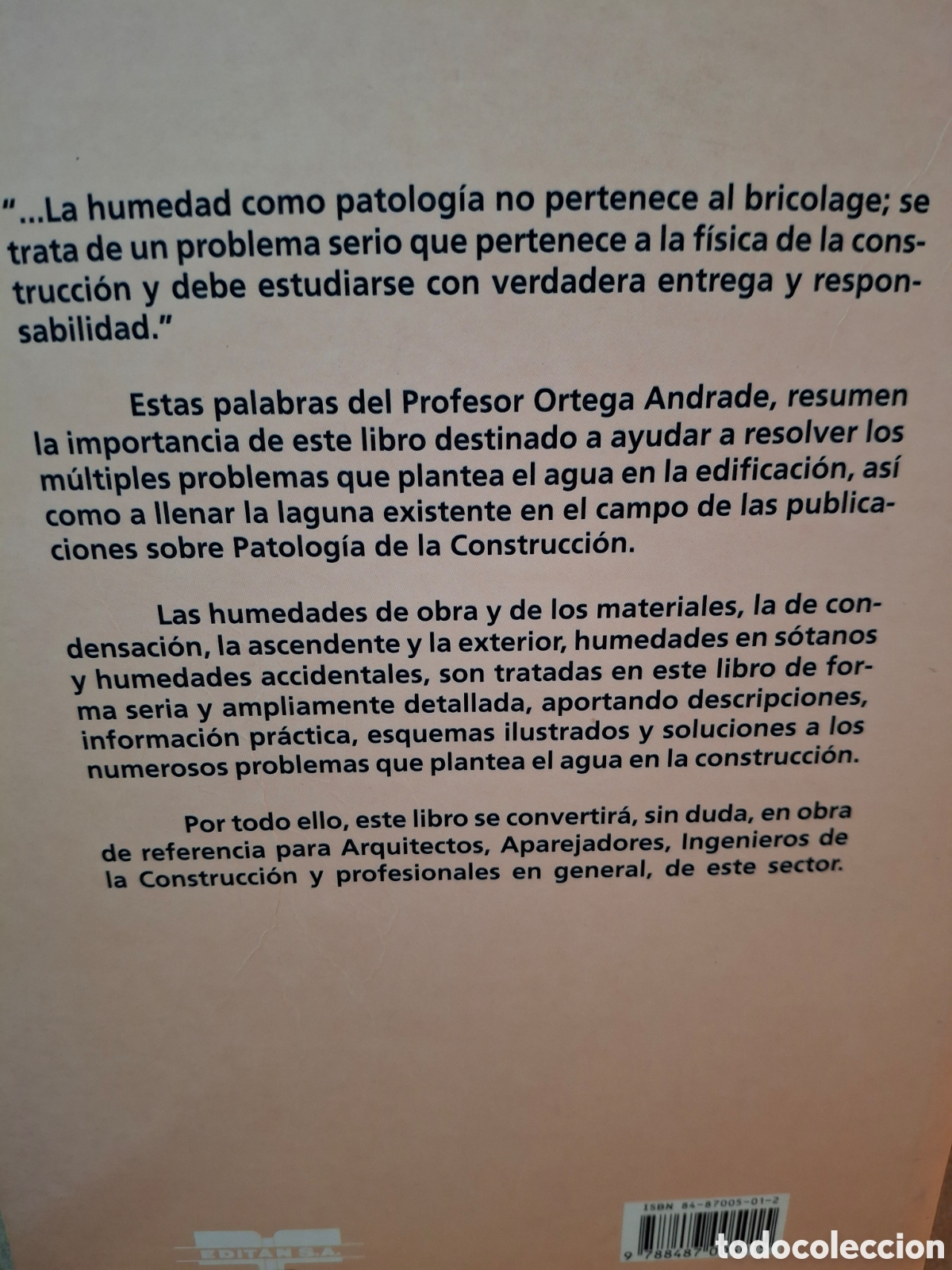 Libros de segunda mano: HUMEDADES EN LA EDIFICACION, FRANCISCO ORTEGA ANDRADE, EDITAN, 1994 - Foto 2