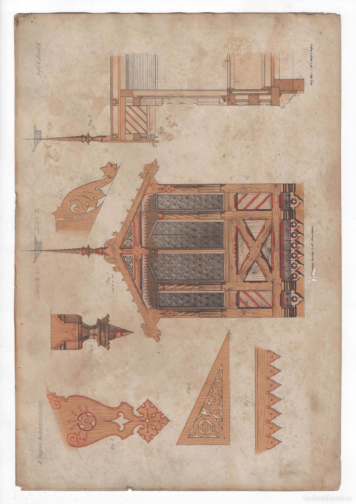 Libros de segunda mano: CONSTRUCTIONS ON BOIS Heft IV L&Aacute;M 5. Maison de Campagne (Louis Degen) 1867. LITOGRAF&Iacute;A 27X39