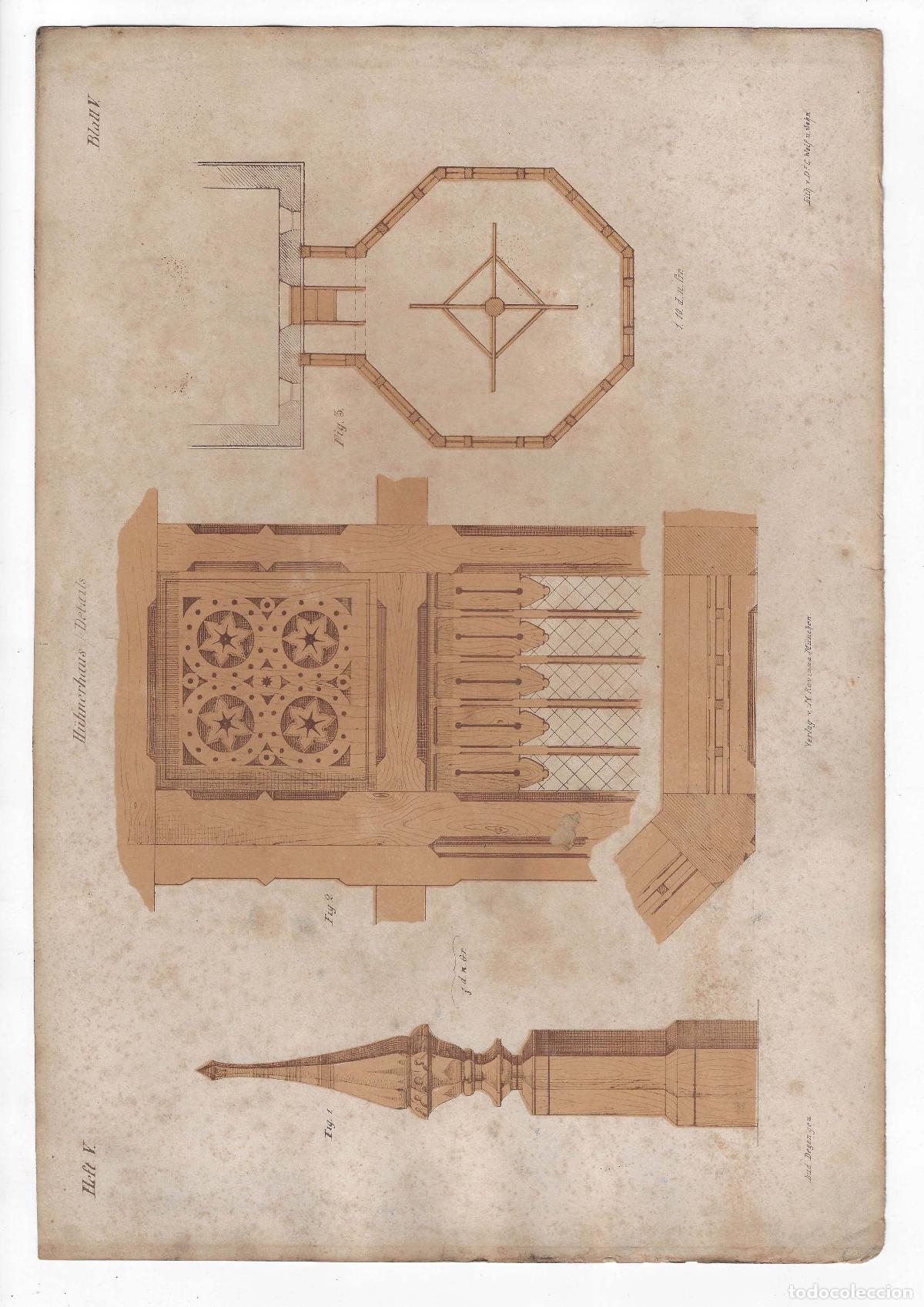Gebrauchte B&uuml;cher: CONSTRUCTIONS ON BOIS Heft V L&Aacute;M 5. Poulailler voli&egrave;re (Louis Degen) 1866. LITOGRAF&Iacute;A 27X39