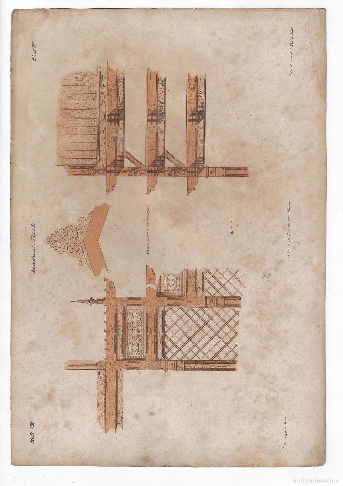Gebrauchte B&uuml;cher: CONSTRUCTIONS ON BOIS Heft VIII L&Aacute;M 4. D&eacute;tails du pavillon (Louis Degen) 1866. LITOGRAF&Iacute;A 27X39