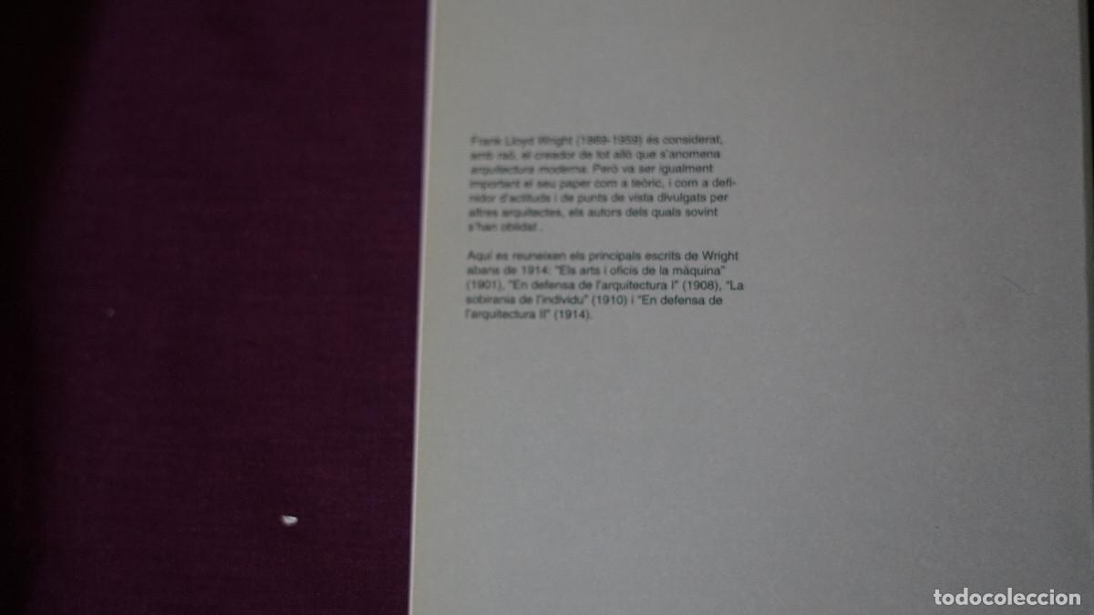 Libros de segunda mano: Frank Lloyd Wright - Primers escrits - UPC 1994 - Foto 4