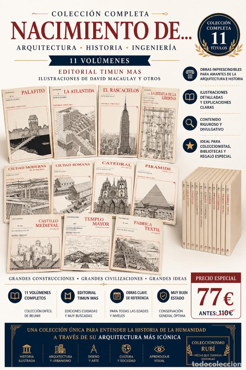 Livres d'occasion: ARQUITECTURA, HISTORIA Y GRANDES CONSTRUCCIONES / COLECCI&Oacute;N COMPLETA TIMUN MAS / 11 TOMOS