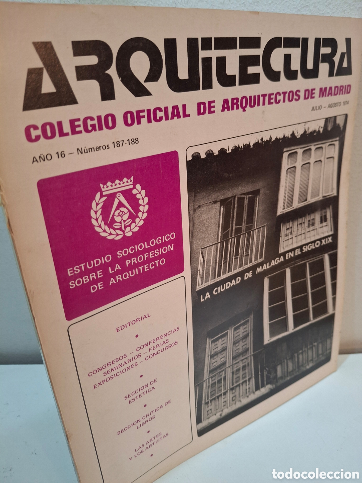 Libros de segunda mano: ARQUITECTURA N&ordm; 187-188, LA CIDAD DE MALAGA EN EL SIGLO XIX, COAM, JULIO-AGOSTO, 1974