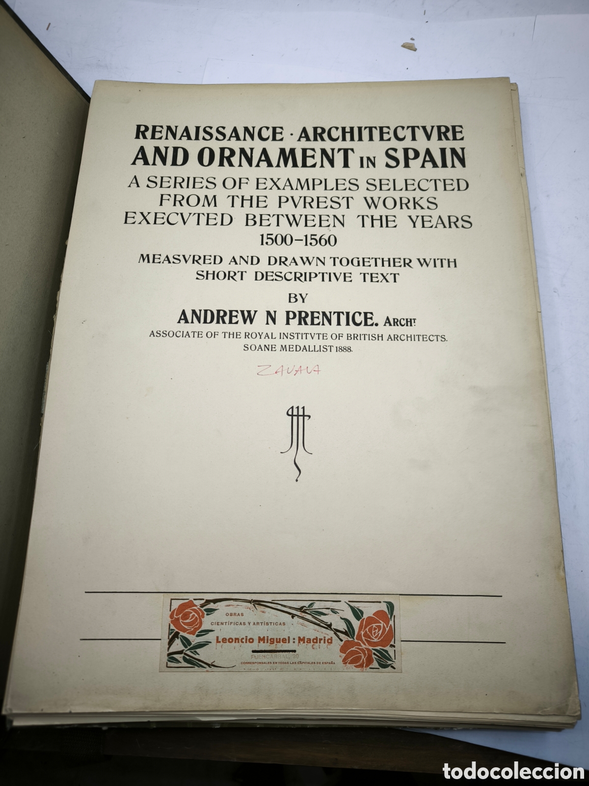 Libros de segunda mano: Reinaissance Architecture and Ornament in Spain. Completo 60 laminas