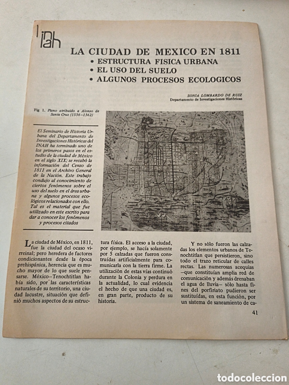 Libros de segunda mano: La ciudad de M&eacute;xico en 1811. Separata