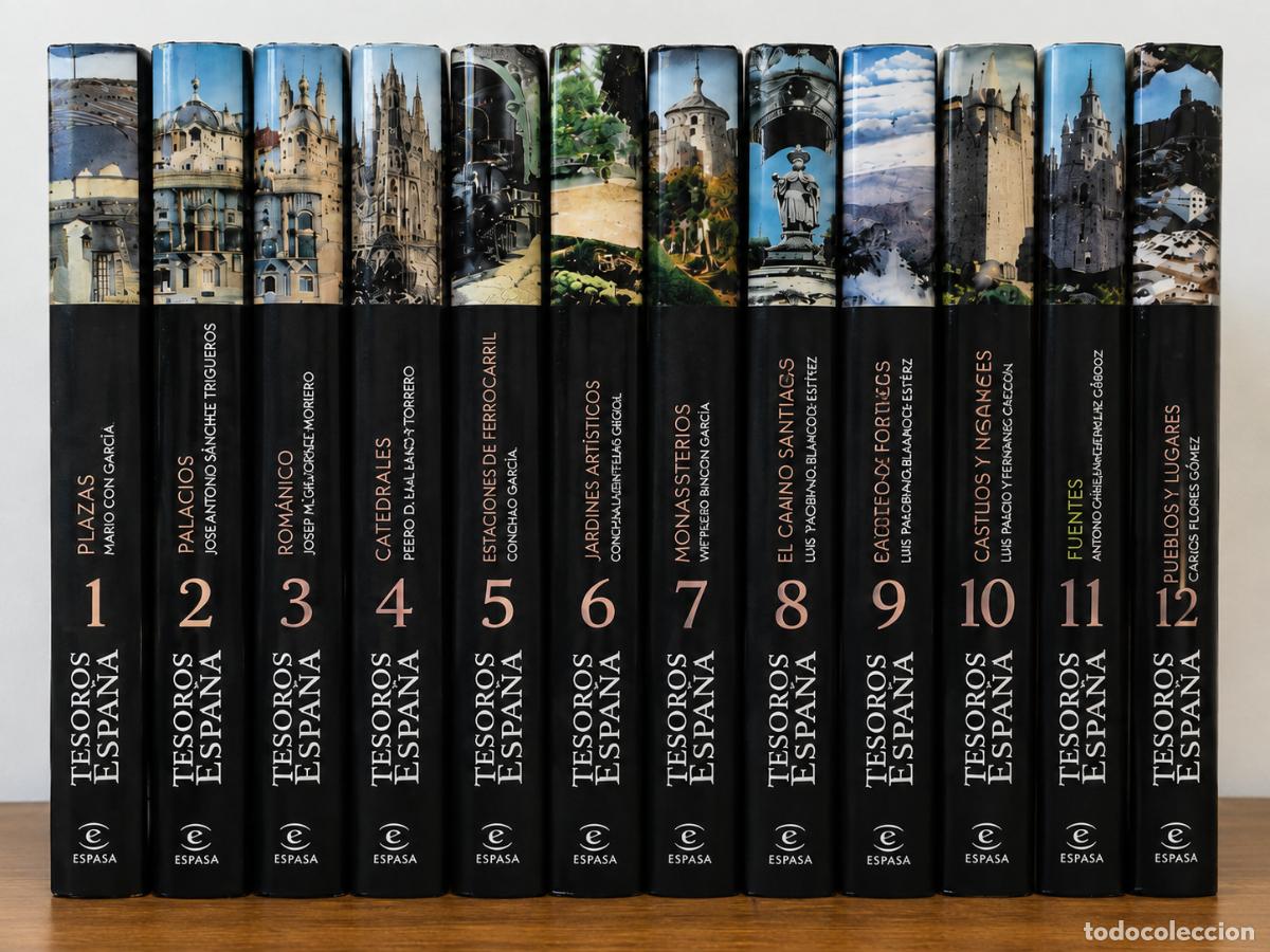 Libros de segunda mano: Colecci&oacute;n completa Tesoros de Espa&ntilde;a (12 vol&uacute;menes) &ndash; Espasa &ndash; Patrimonio, Arte y Arquitectura