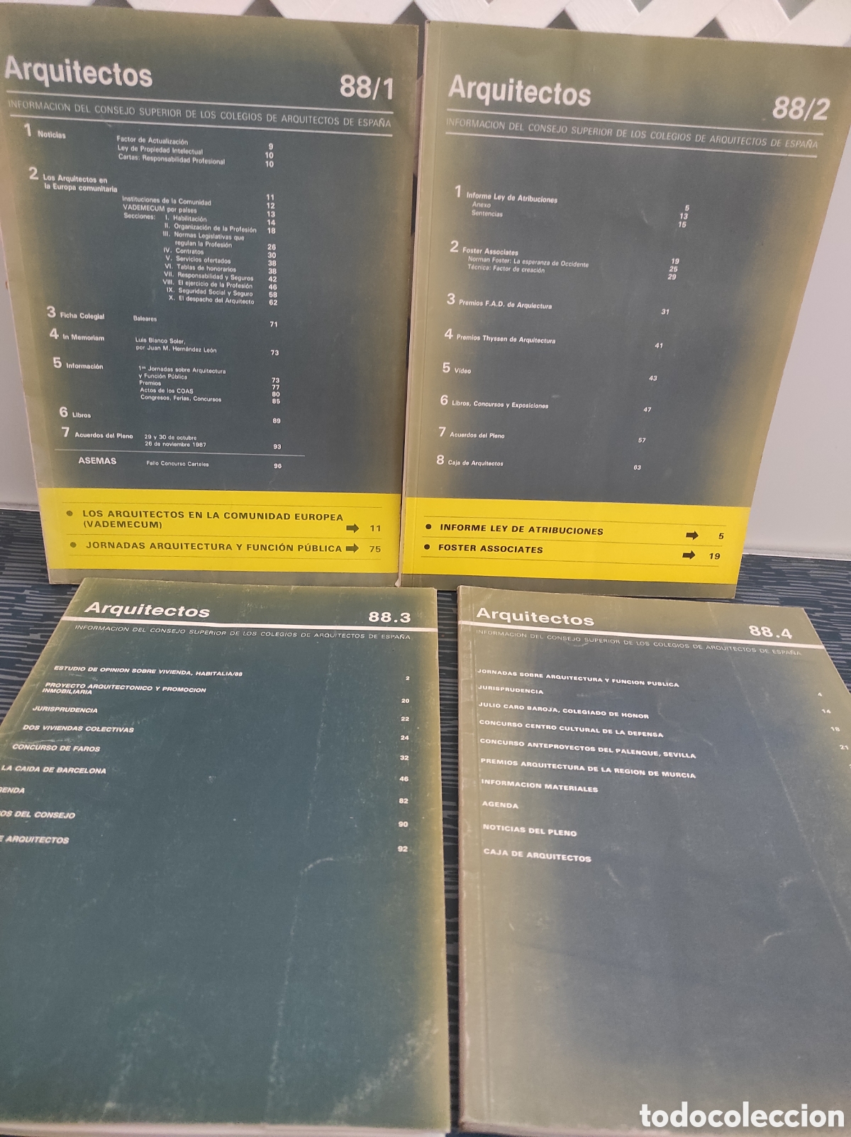 Libros de segunda mano: REVISTA ARQUITECTOS N&ordm; 88-1,2,3,4 CONSEJO SUPERIOR COLEGIOS DE ARQUITECTOS DE ESPA&Ntilde;A 1988