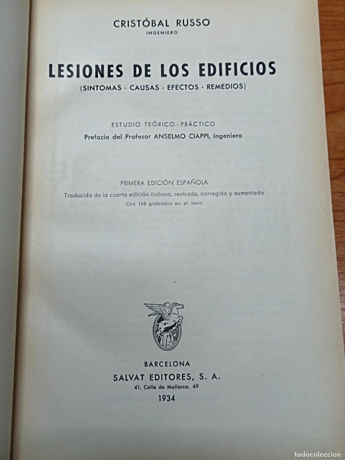 Libros de segunda mano: Lesiones de los edificios - Crist&oacute;bal Russo - Salvat Editores - Foto 2