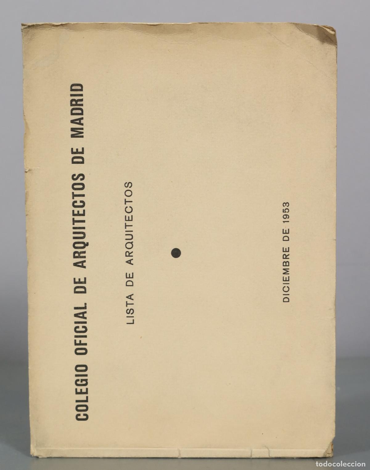 Libros de segunda mano: Colegio Oficial de Arquitectos de Madrid - Lista de Arquitectos 1953