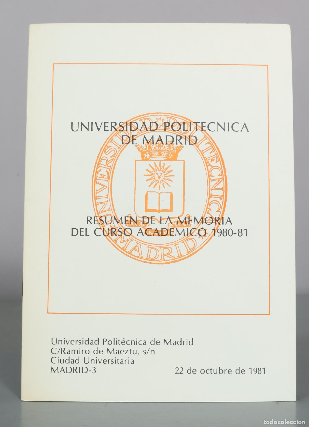 Libros de segunda mano: Resumen de la Memoria del Curso Academico - Universidad Politecnica de Madrid