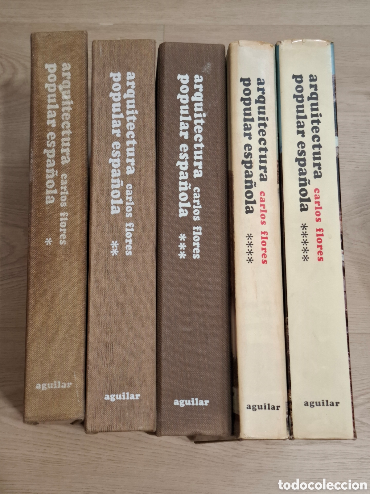 Libros de segunda mano: Arquitectura popular espa&ntilde;ola, de Carlos Flores, 5 vol. completa, Ed. Aguilar