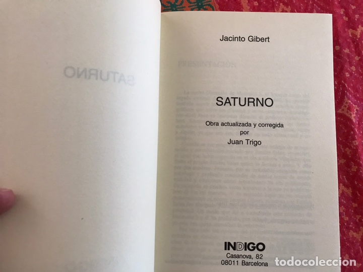 Libros de segunda mano: Saturno. Jacinto Gibert - Foto 3