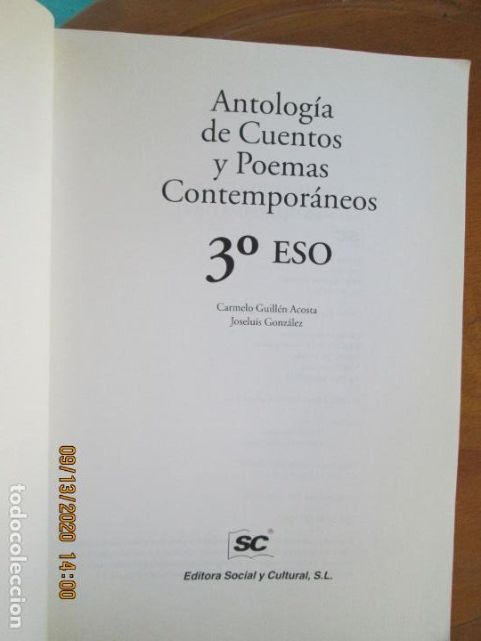 antologia de cuentos y poemas contemporaneos 3º - Compra venta en  todocoleccion