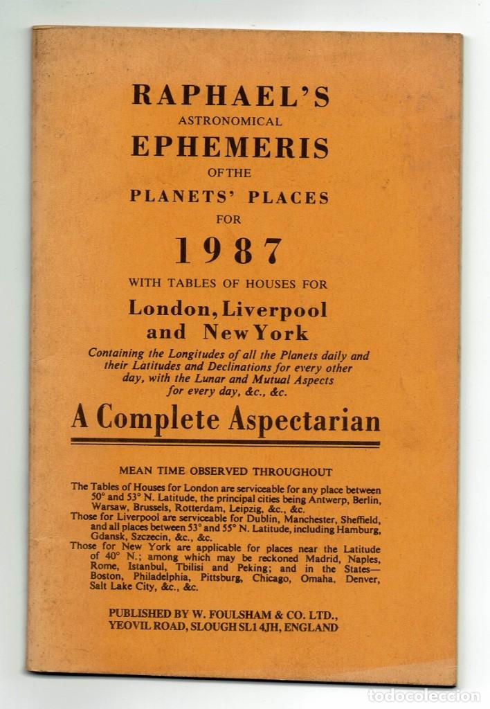 Libros de segunda mano: Raphaelss astronomical / Ephemeris 1987 - Foto 1