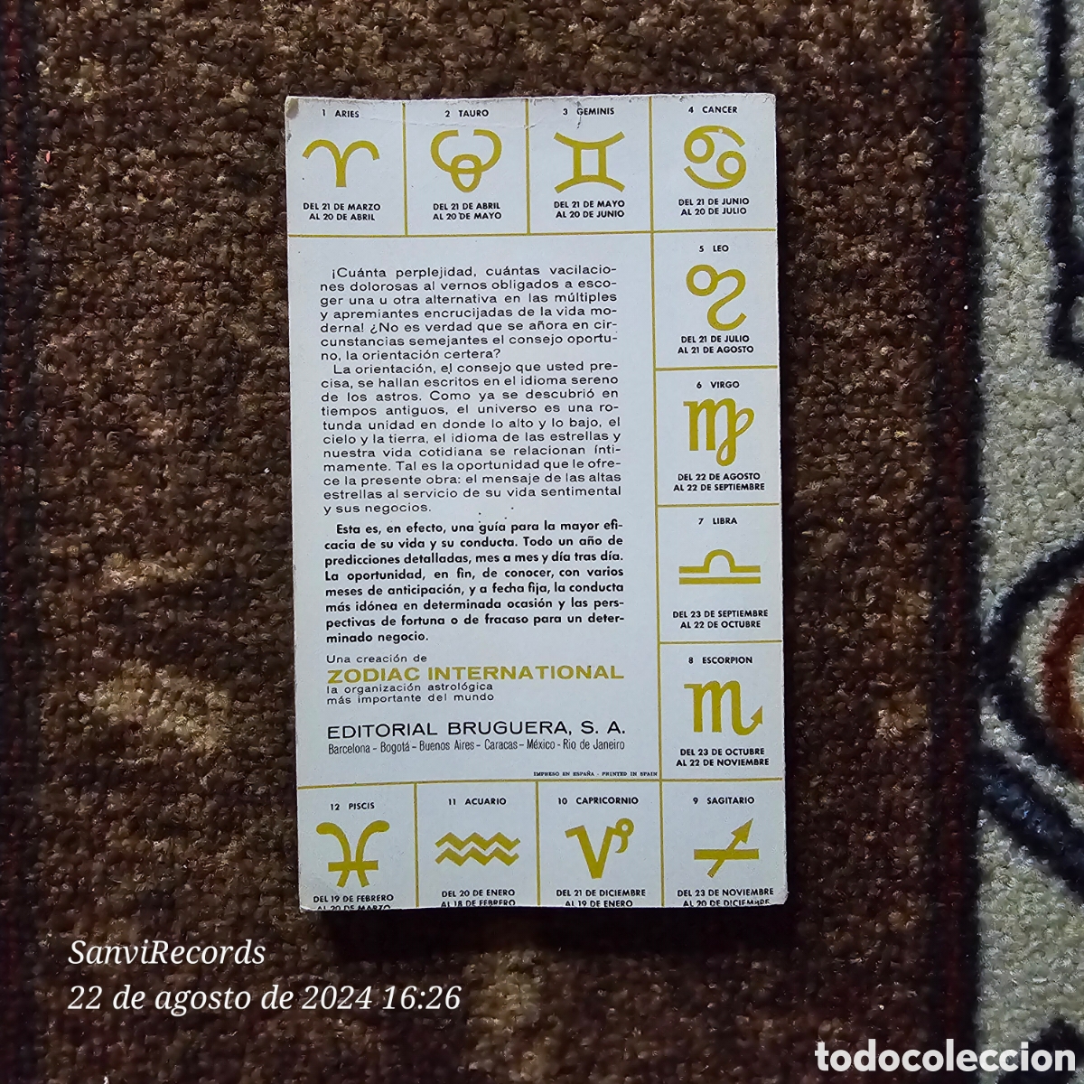 Libros de segunda mano: PISCIS, CONOZCA CADA D&Iacute;A SU HOR&Oacute;SCOPO 1968 - Foto 2