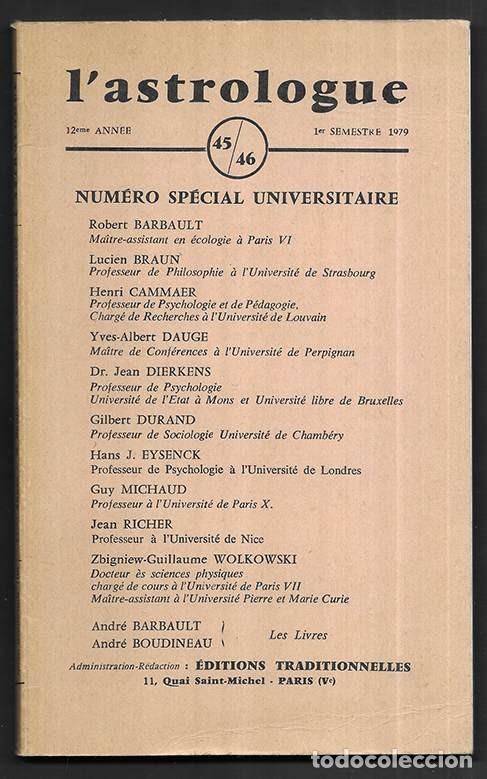 Libros de segunda mano: L' Astrologue 12eme Ann&eacute; 1er Semestr&eacute; 1979 45/46
